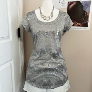 Y2K Self Esteem Gray Sequin Tee Shirt